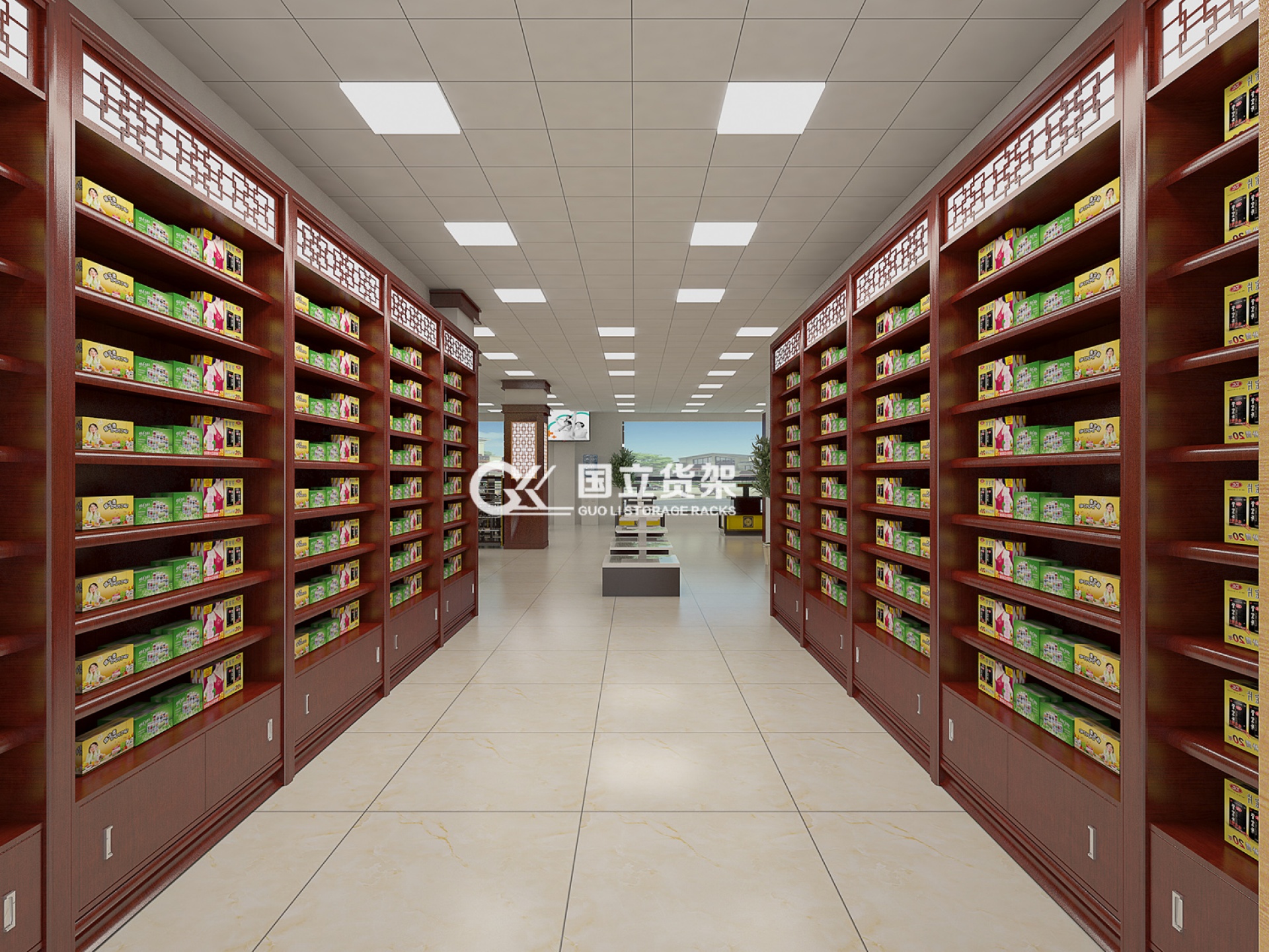 國立貨架常規款中西藥店效果圖展示