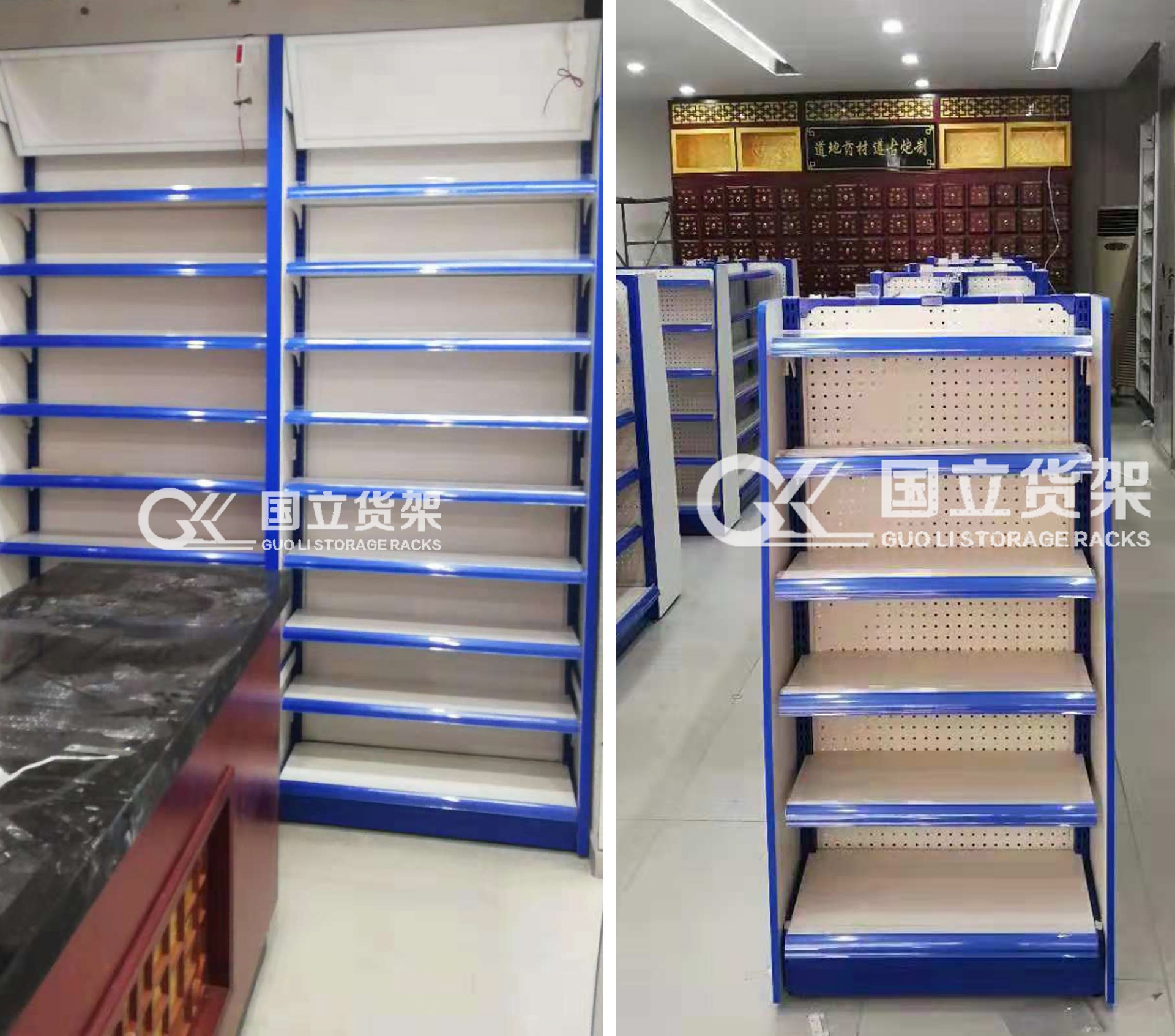 國立貨架藍色調(diào)客戶案例安裝現(xiàn)場展示