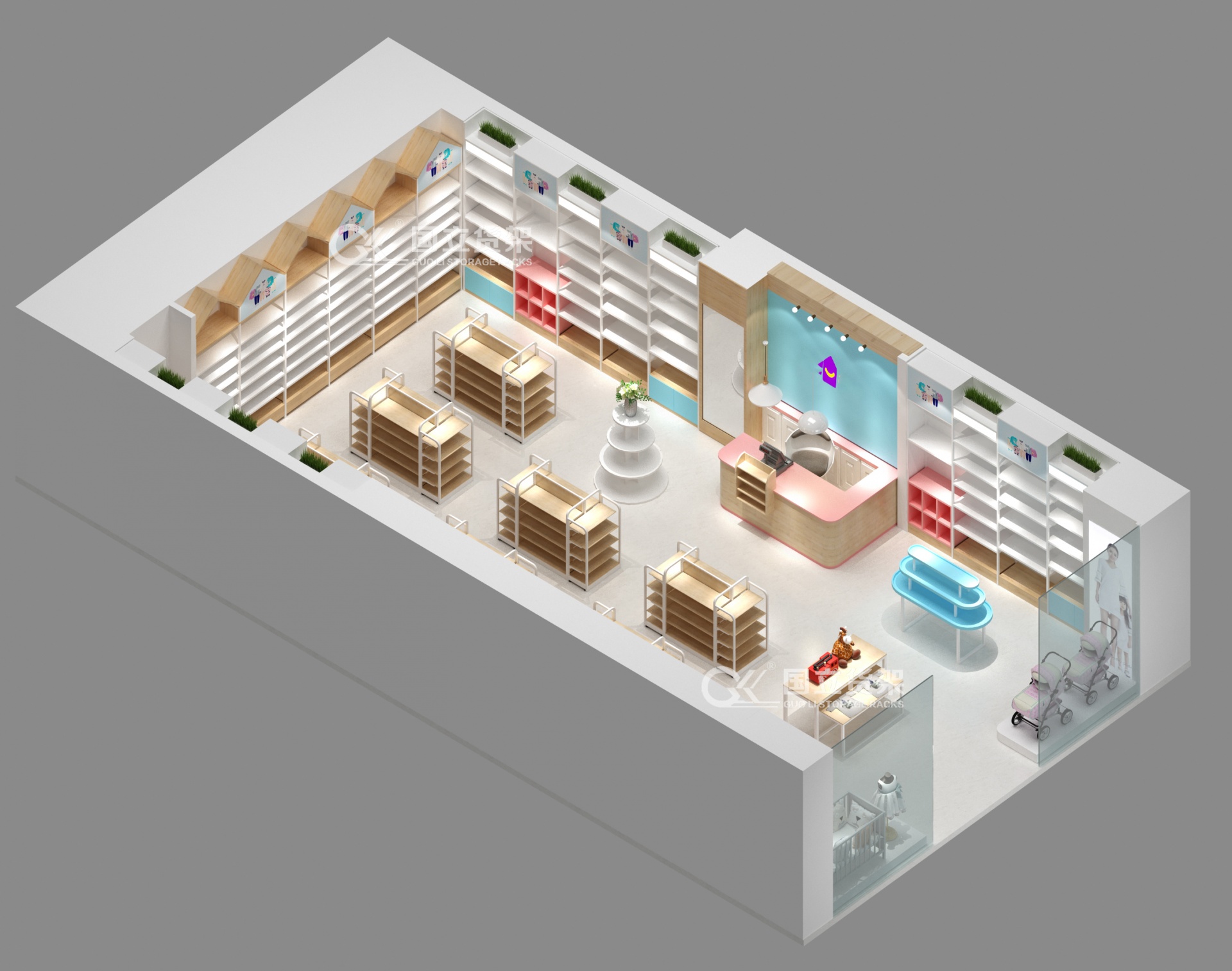 國(guó)立貨架鋼木款母嬰店客戶案例展示