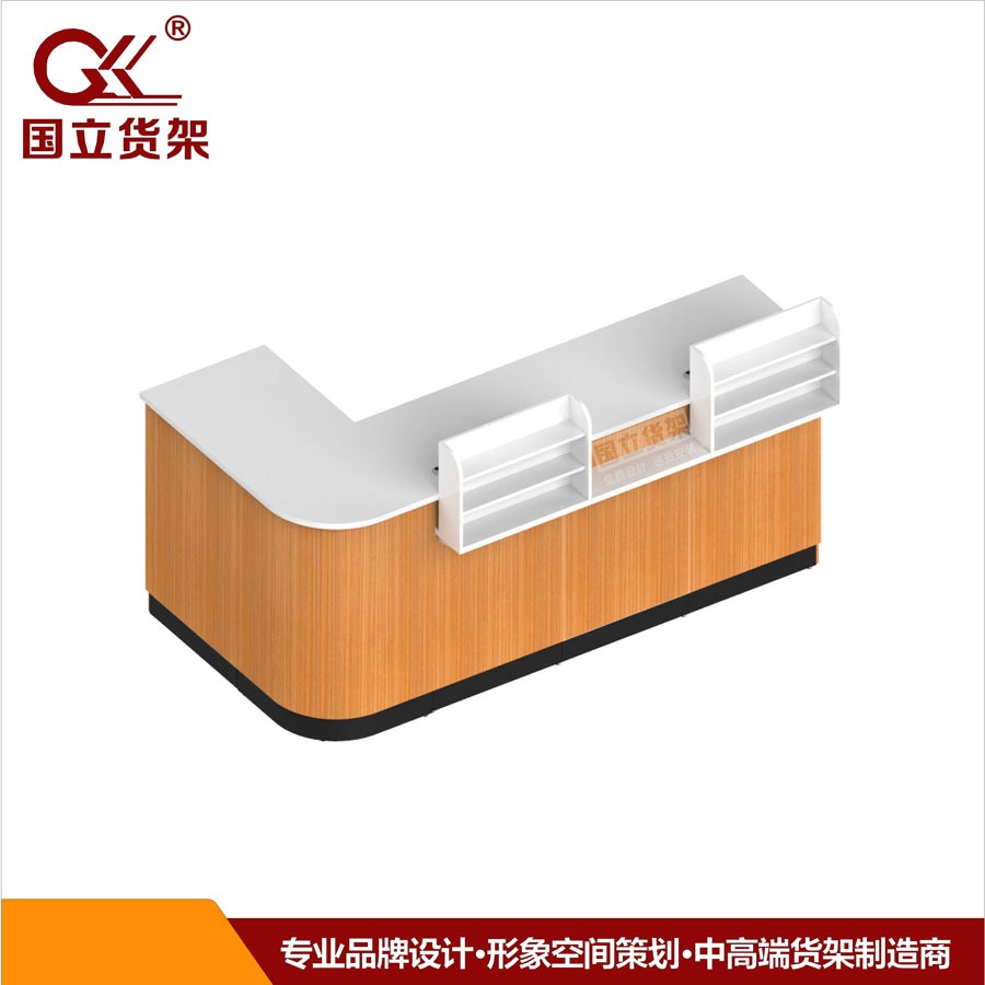 張仲景款藥店帶轉(zhuǎn)角鋼木收銀臺(tái)